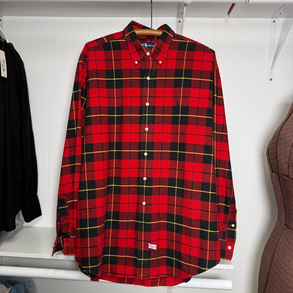 Polo Ralph Lauren Other - Vintage 90's Men's Ralph LaurenRed Plaid Flannel Oxford Button Down Shirt XL